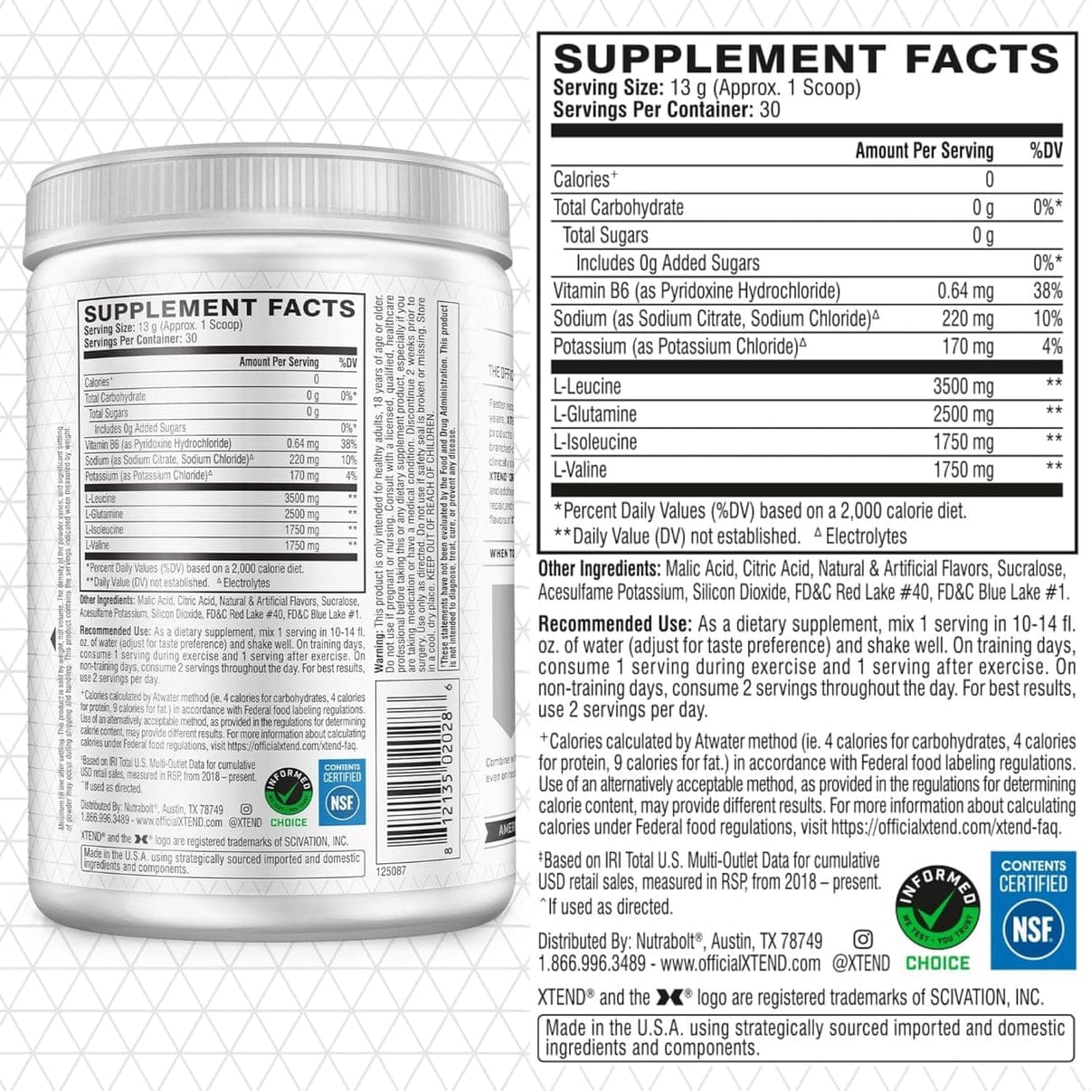 Scivation Xtend Original Bcaa Powder(Mango Madness)-Sugar Free Workout Muscle Recovery Drink With 7G Bcaa, Amino Acid Supplement With L Glutamine & Electrolytes-405 Gms(30 Servings)
