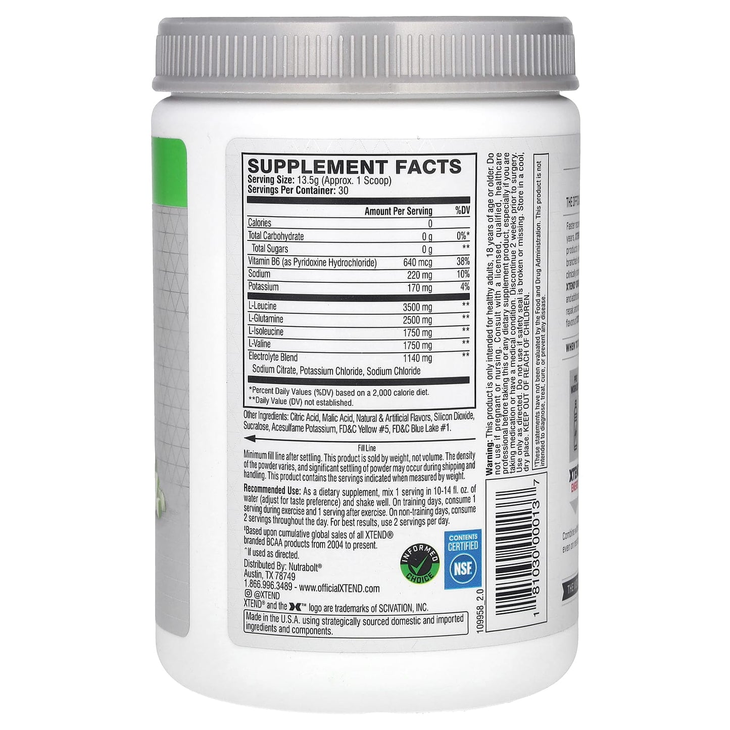 Scivation Xtend Original Bcaa Powder(Mango Madness)-Sugar Free Workout Muscle Recovery Drink With 7G Bcaa, Amino Acid Supplement With L Glutamine & Electrolytes-405 Gms(30 Servings)