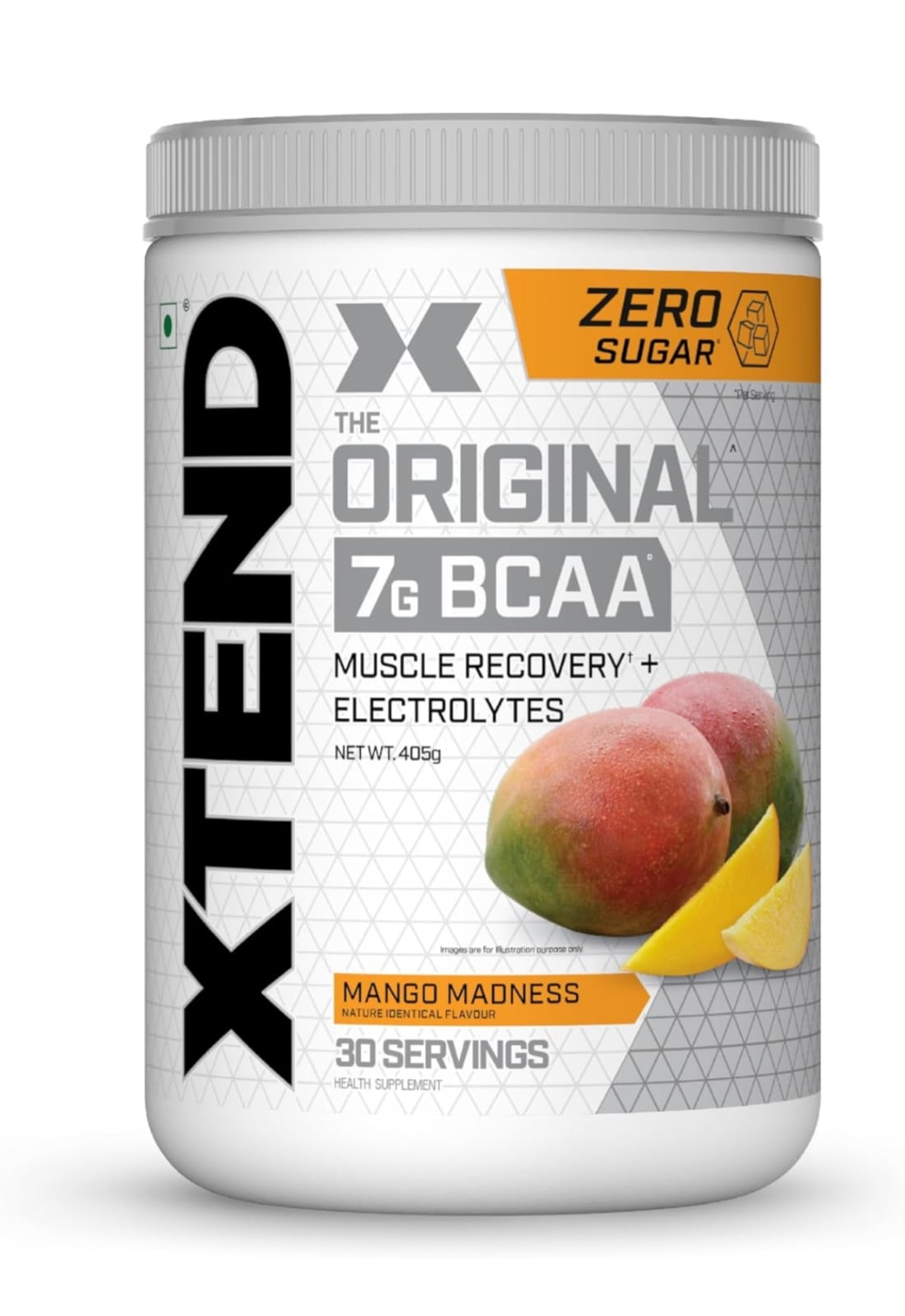 Scivation Xtend Original Bcaa Powder(Mango Madness)-Sugar Free Workout Muscle Recovery Drink With 7G Bcaa, Amino Acid Supplement With L Glutamine & Electrolytes-405 Gms(30 Servings)